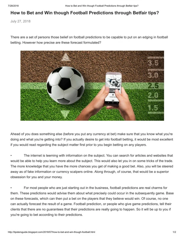 How to Formulate Soccer Predictions and Best Betting Tips