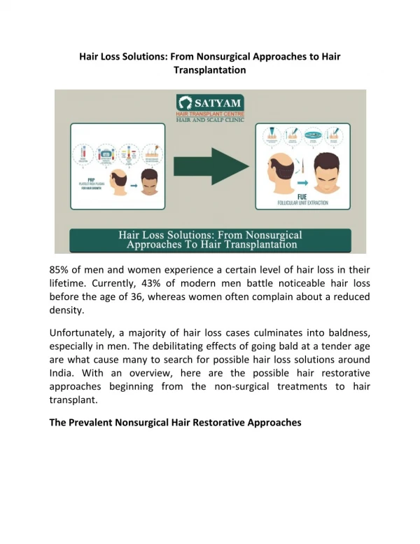 Hair Loss Solutions: From Nonsurgical Approaches to Hair Transplantation