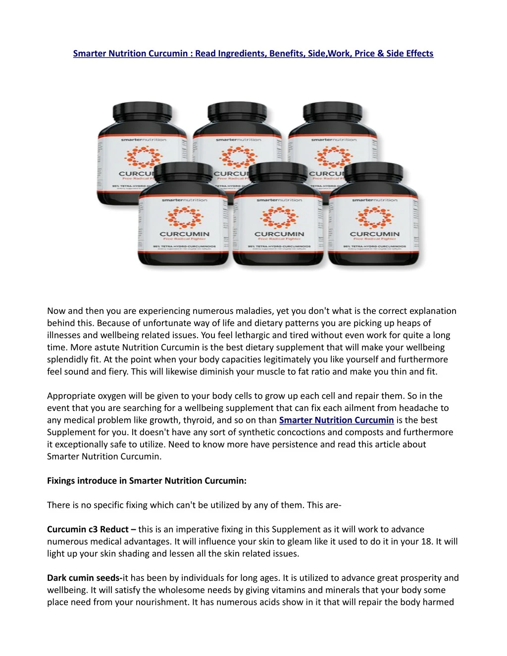 smarter nutrition curcumin read ingredients