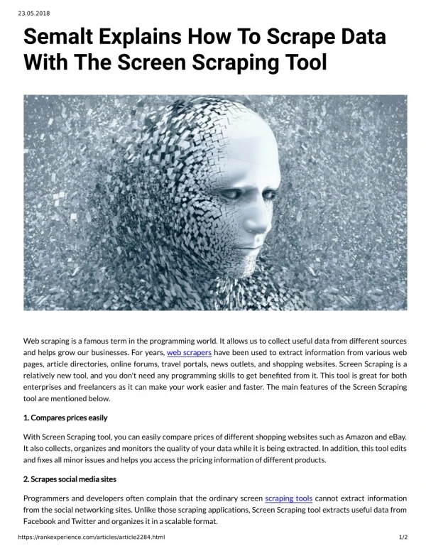 Semalt Explains How To Scrape Data With The Screen Scraping Tool
