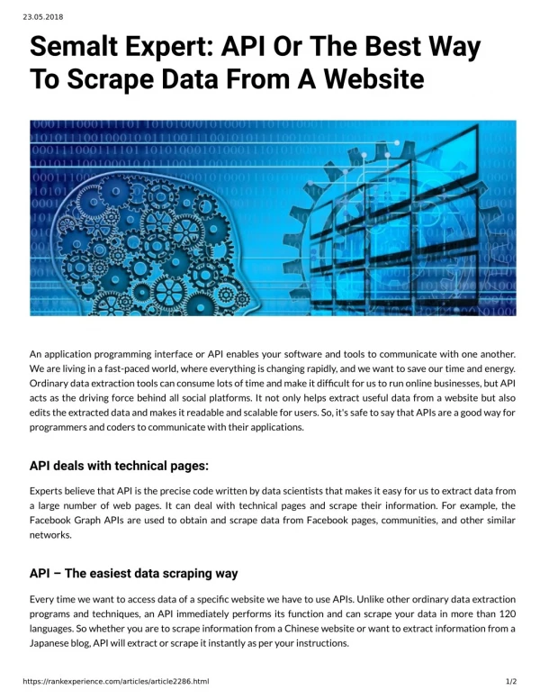 Semalt Expert: API Or The Best Way To Scrape Data From A Website