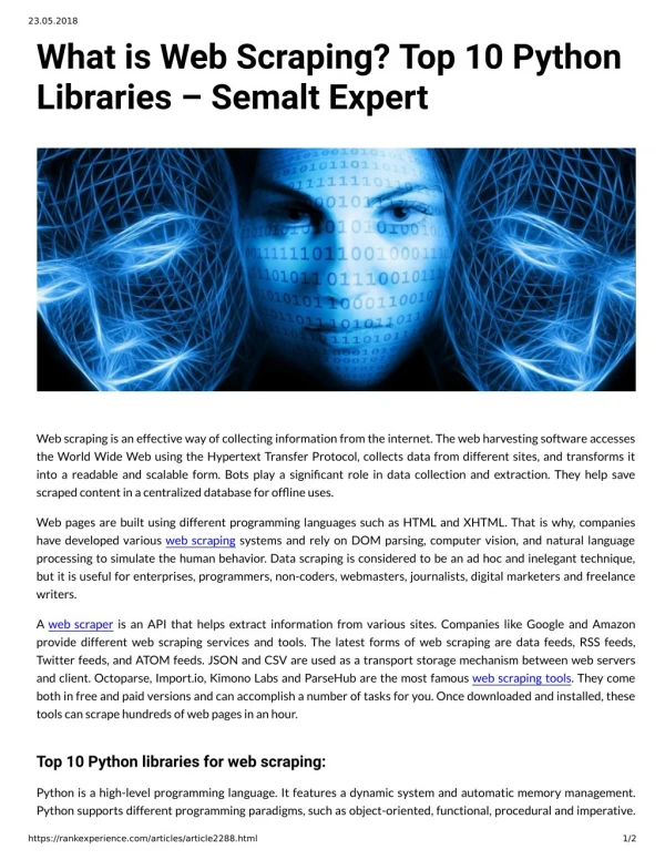 What is Web Scraping? Top 10 Python Libraries – Semalt Expert