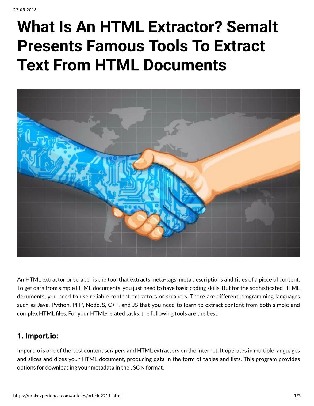 23 05 2018 what is an html extractor semalt