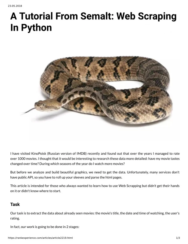 A Tutorial From Semalt: Web Scraping In Python
