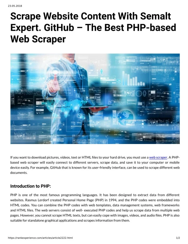 Scrape Website Content With Semalt Expert. GitHub The Best PHP-based Web Scraper