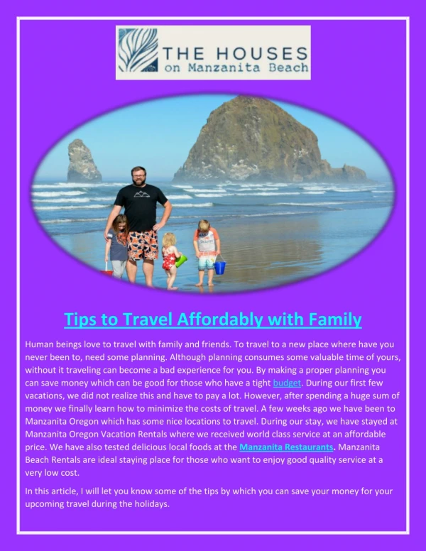 Tips to Travel Affordably with Family