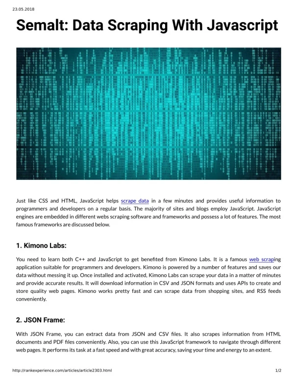 Semalt: Data Scraping With Javascript