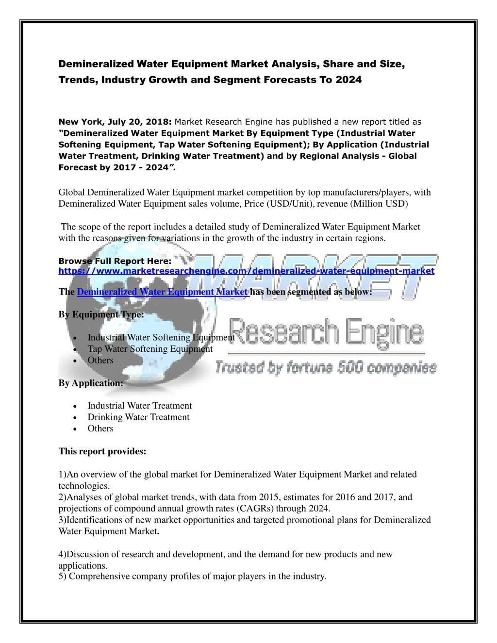 demineralized water equipment market analysis