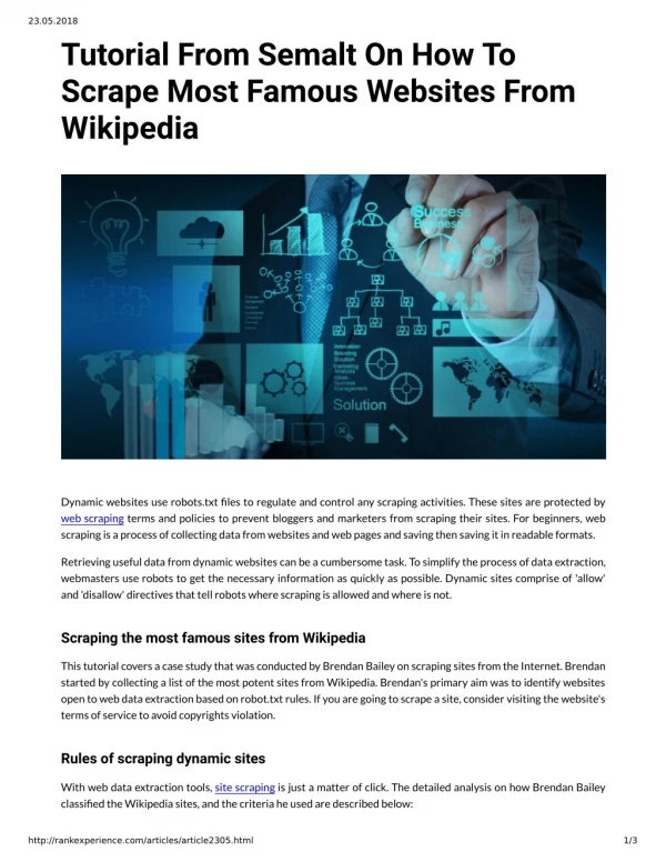 Tutorial From Semalt On How To Scrape Most Famous Websites From Wikipedia