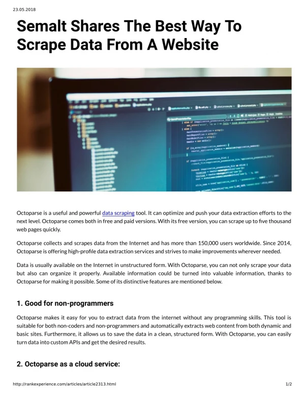 Semalt Shares The Best Way To Scrape Data From A Website