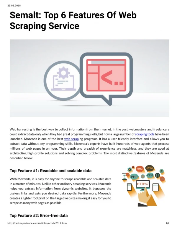 Semalt: Top 6 Features Of Web Scraping Service