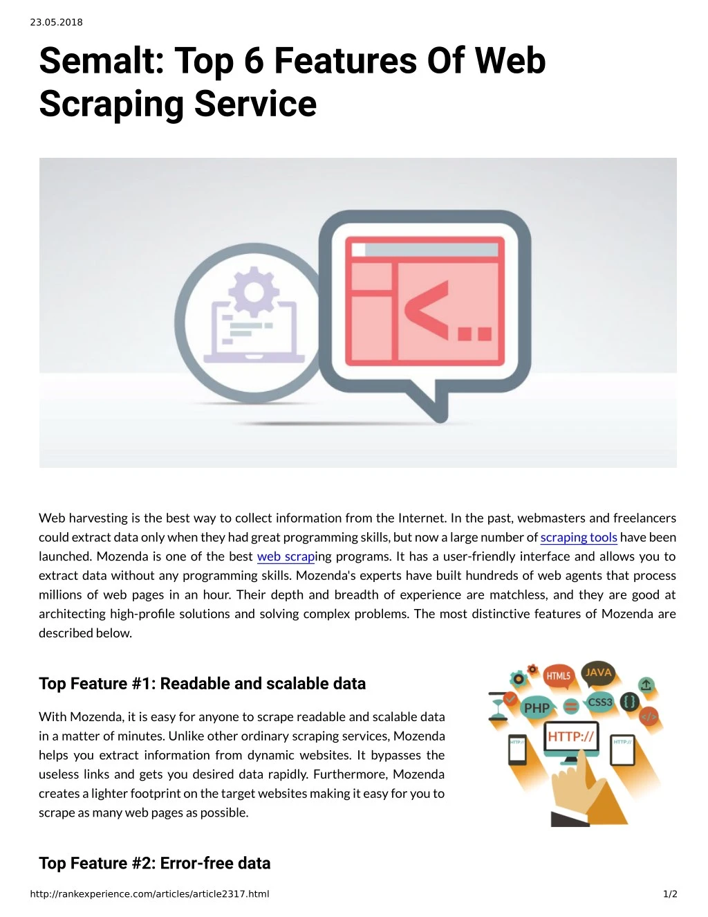 23 05 2018 semalt top 6 features of web scraping