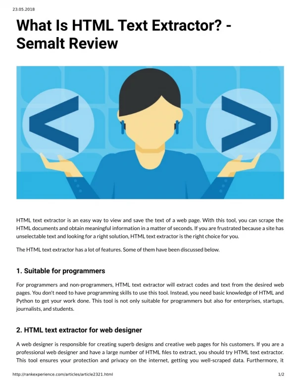 23 05 2018 what is html text extractor semalt