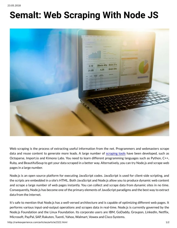 Semalt: Web Scraping With Node JS