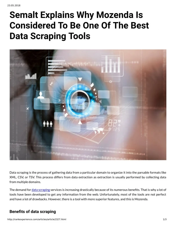 Semalt Explains Why Mozenda Is Considered To Be One Of The Best Data Scraping Tools