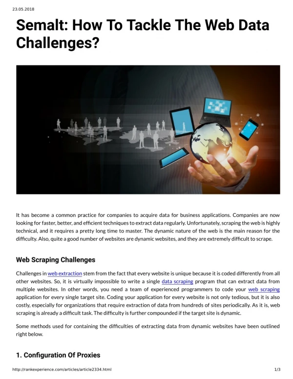 Semalt: How To Tackle The Web Data Challenges?