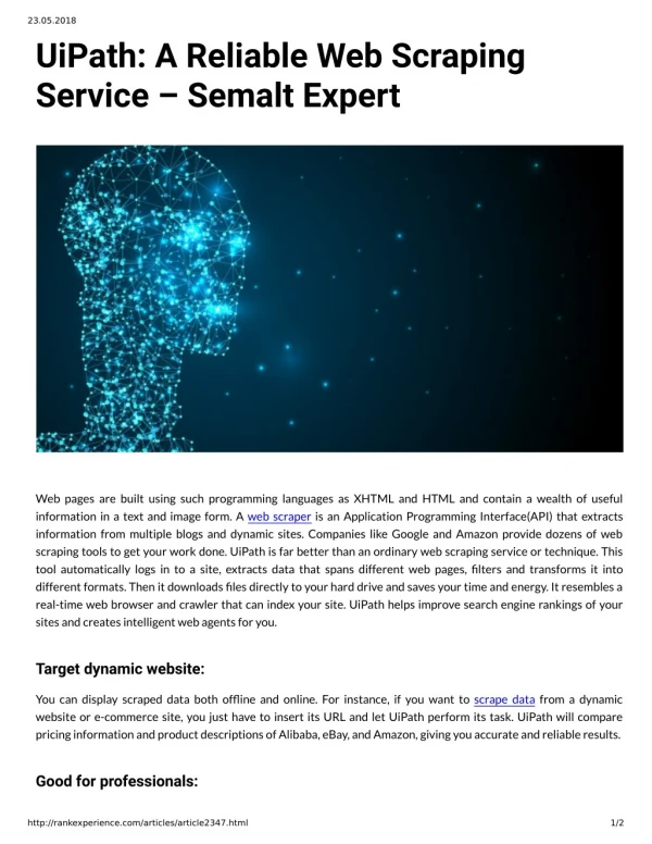 UiPath: A Reliable Web Scraping Service – Semalt Expert