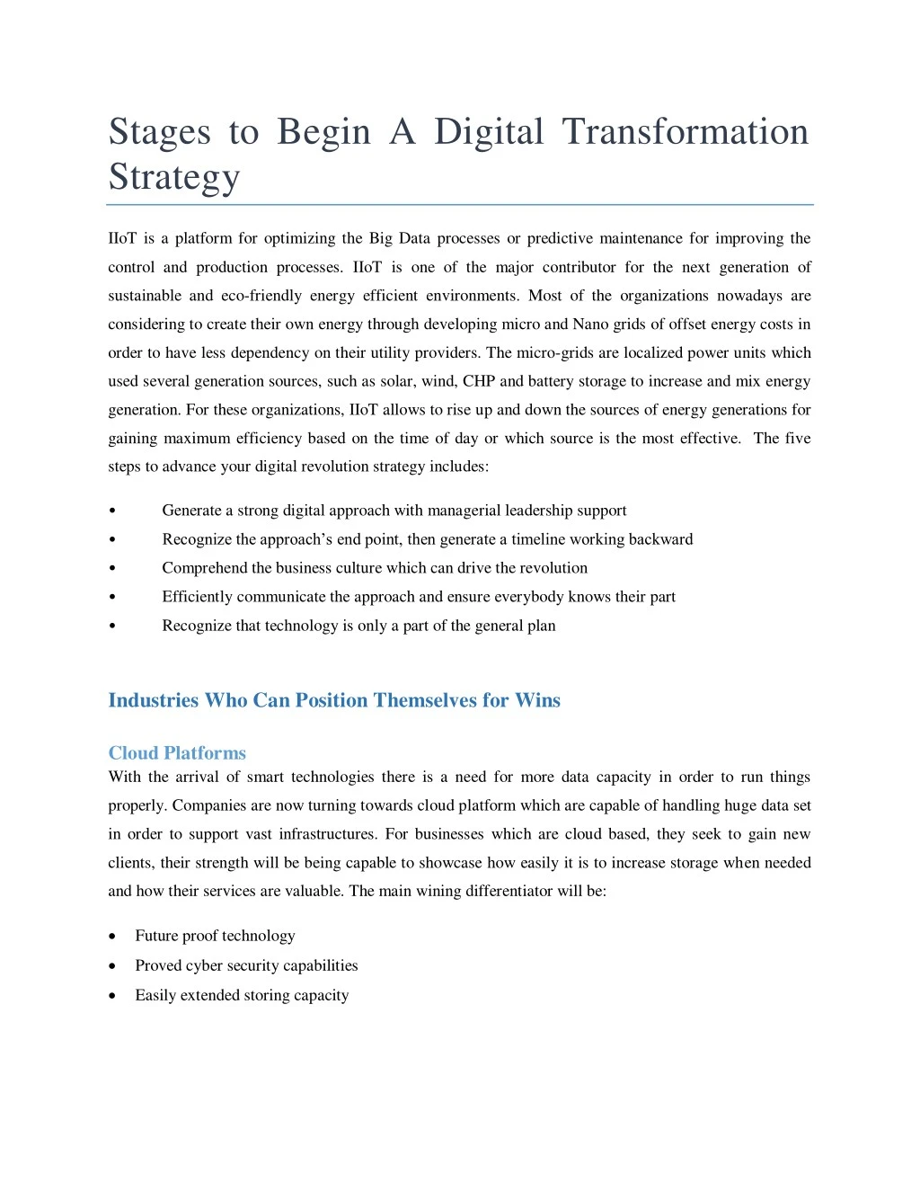 stages to begin a digital transformation strategy