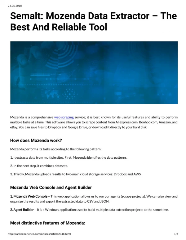 Semalt: Mozenda Data Extractor – The Best And Reliable Tool