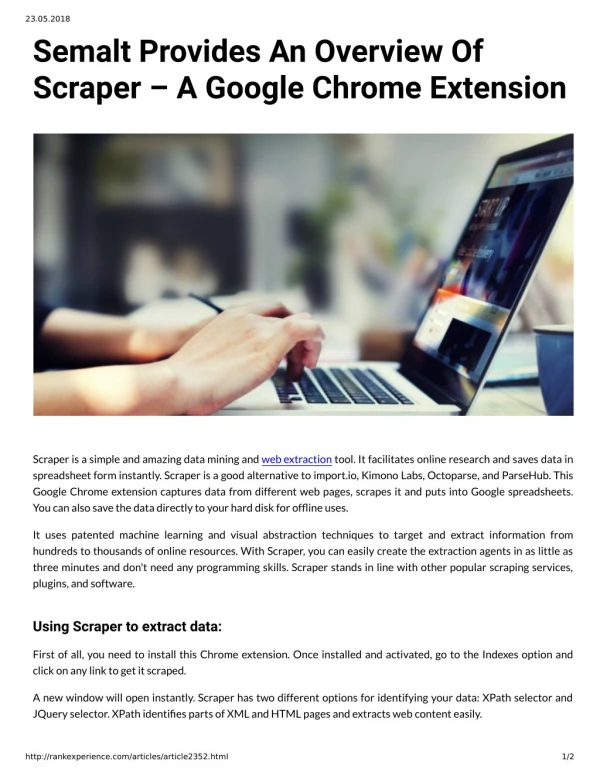 Semalt Provides An Overview Of Scraper – A Google Chrome Extension