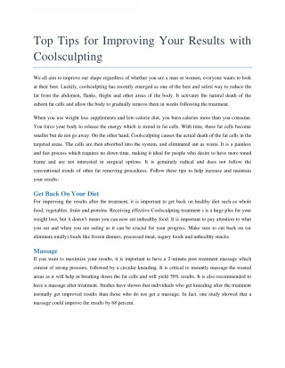 Top Tips for Improving Your Results with Coolsculpting - slide 1