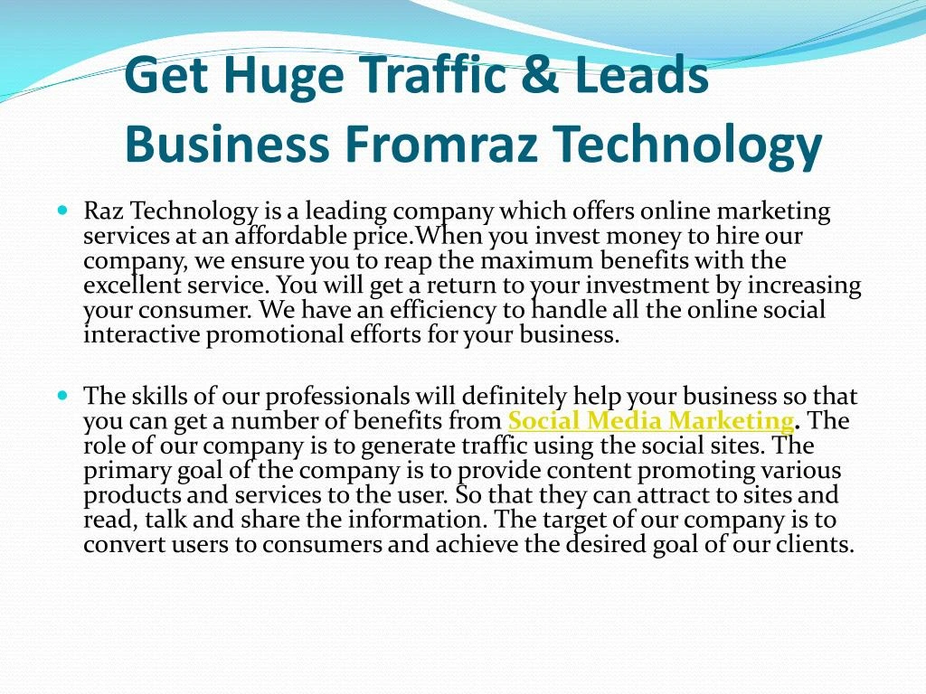 get huge traffic leads business fromraz technology