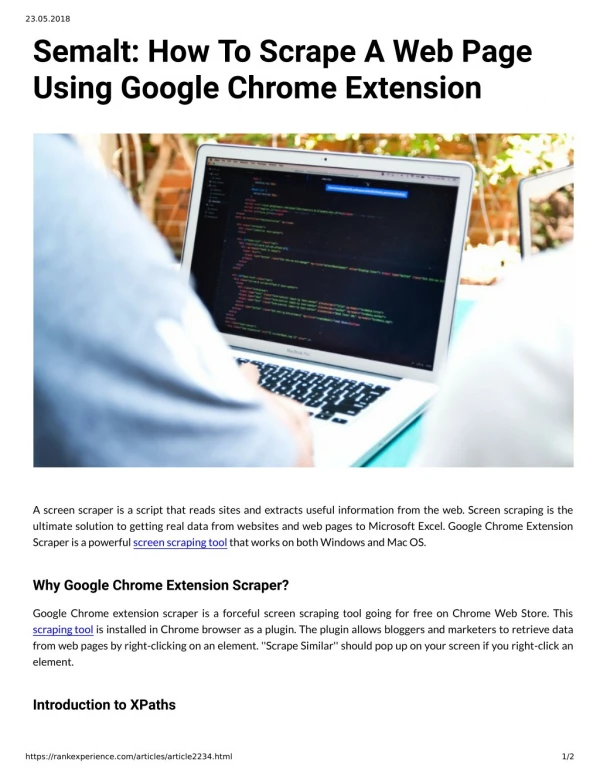 Semalt: How To Scrape A Web Page Using Google Chrome Extension