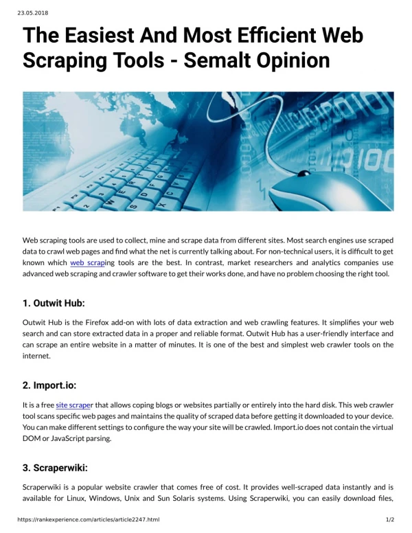 The Easiest And Most Efficient Web Scrapping Tools : Semalt Opinion