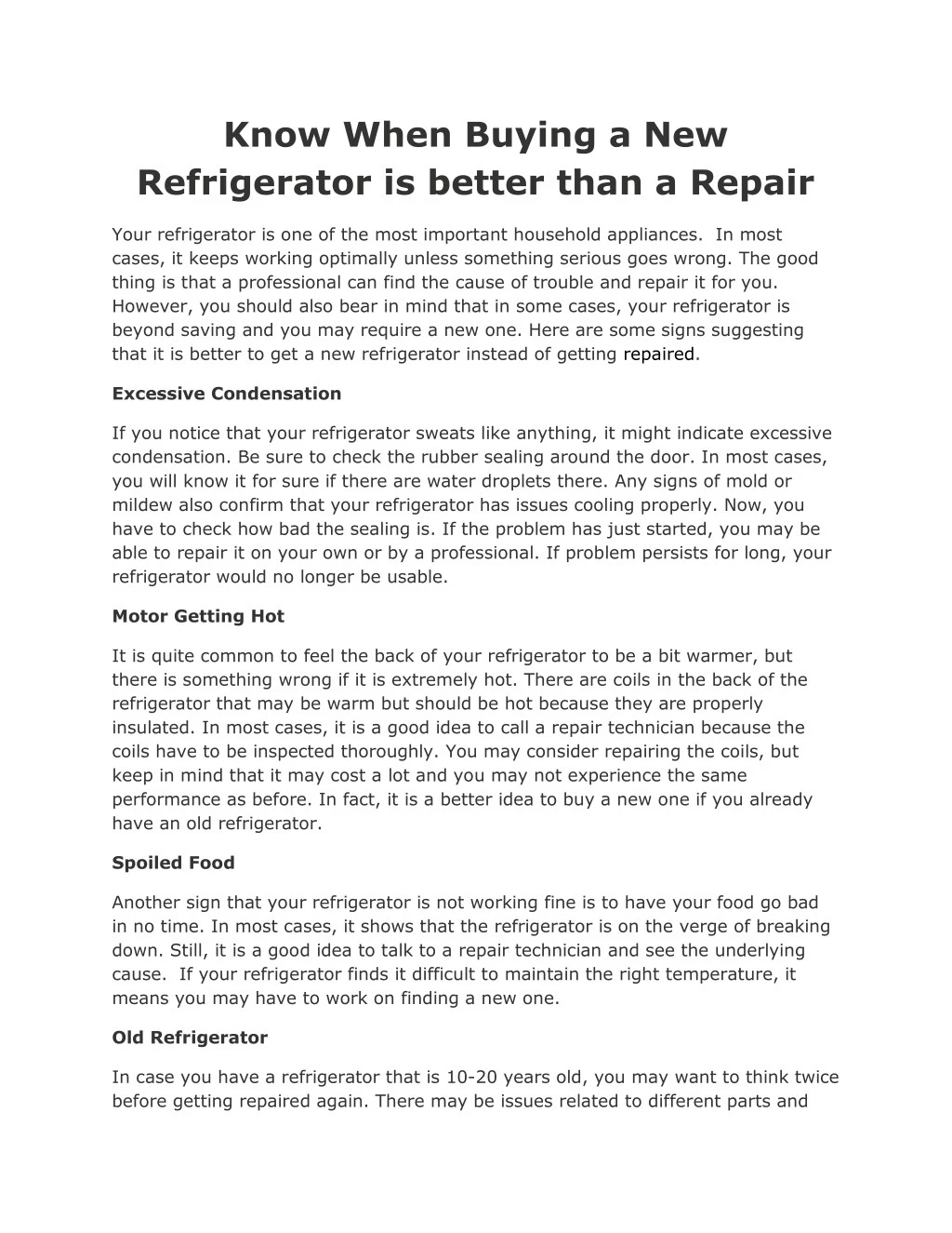 know when buying a new refrigerator is better
