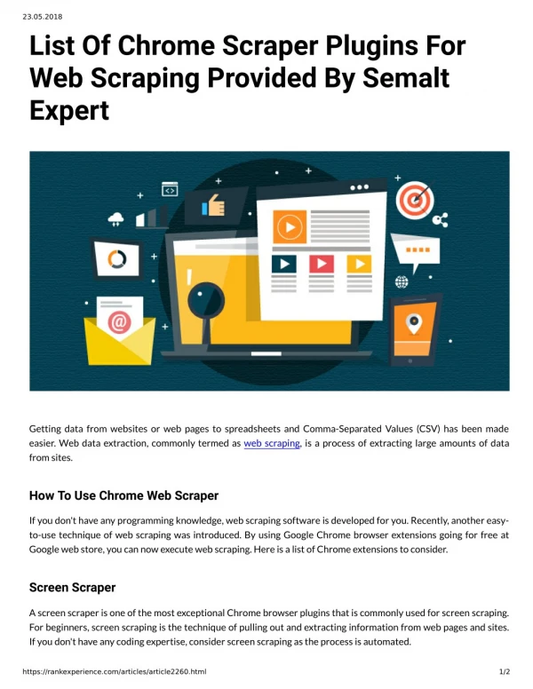 List Of Chrome Scraper Plugins For Web Scraping Provided By Semalt Expert
