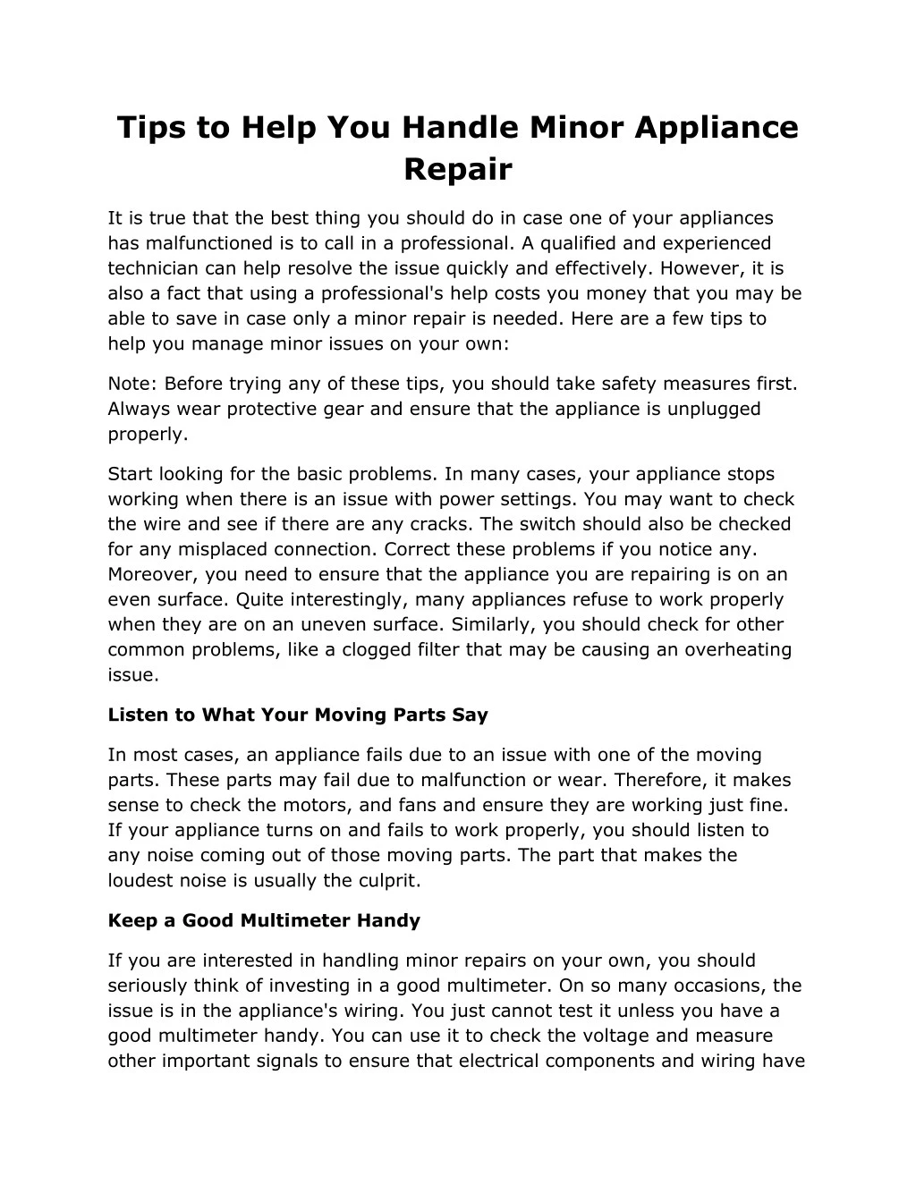tips to help you handle minor appliance repair