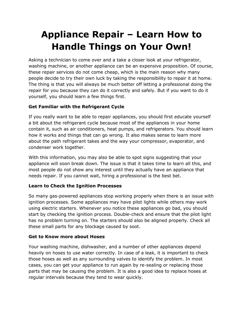 appliance repair learn how to handle things