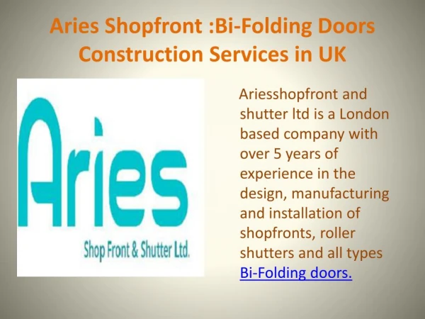 Bi-Folding Doors Construction Services in UK