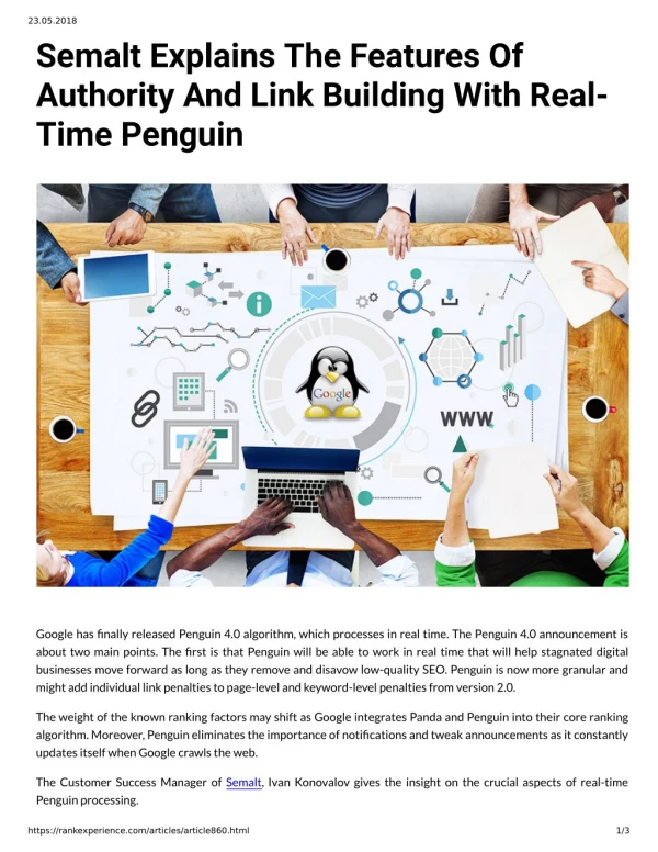 Semalt Explains The Features Of Authority And Link Building With Real- Time Penguin