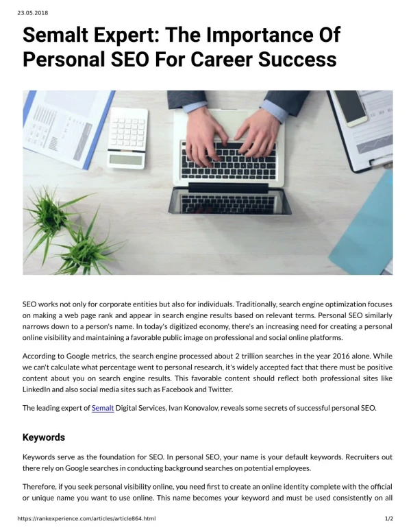 Semalt Expert: The Importance Of Personal SEO For Career Success