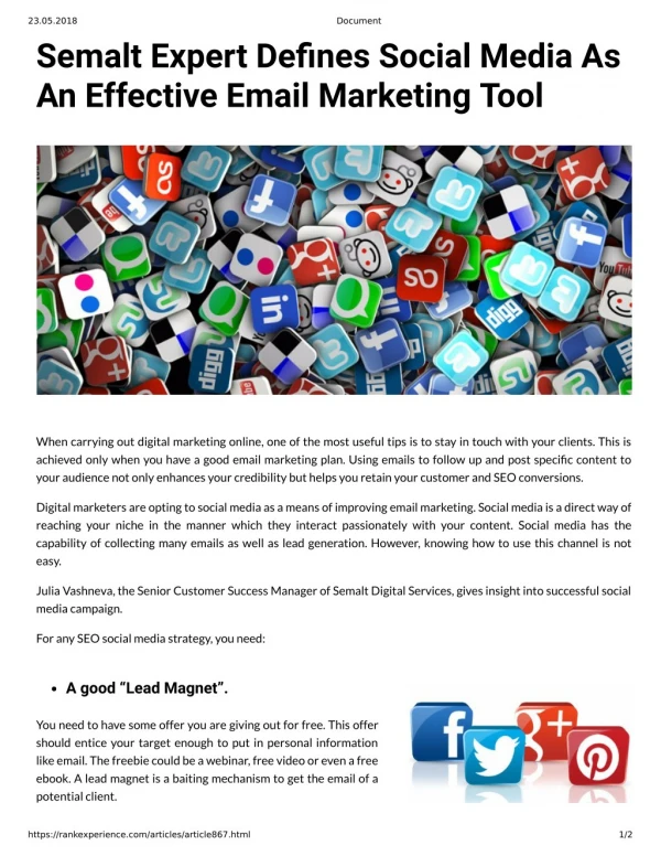 Semalt Expert Defines Social Media As An Effective Email Marketing Tool