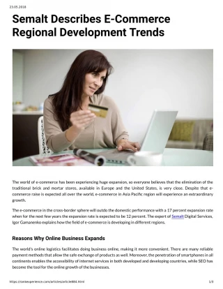 Semalt Describes E Commerce Regional Development Trends - slide 1