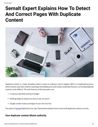 Semalt Expert Explains How To Detect And Correct Pages With Duplicate Content - slide 1