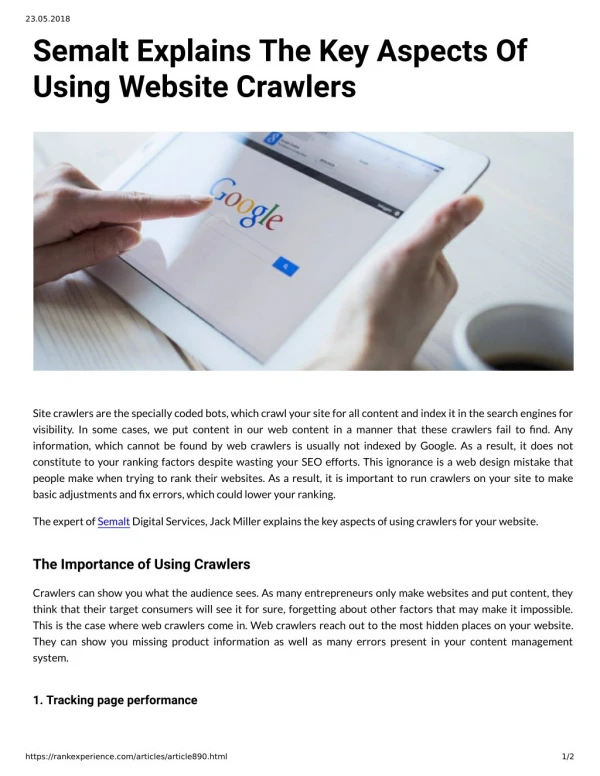 Semalt Explains The Key Aspects Of Using Website Crawlers