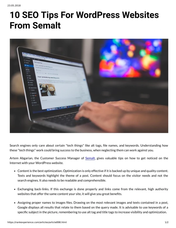 23 05 2018 10 seo tips for wordpress websites