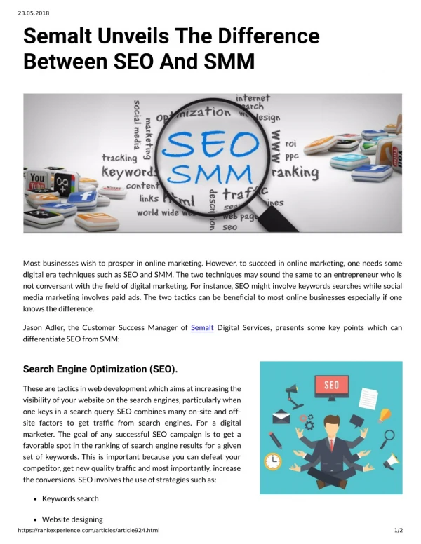 Semalt Unveils The Difference Between SEO And SMM