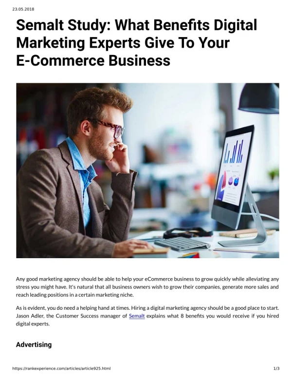 Semalt Study: What Benefits Digital Marketing Experts Give To Your E - Commerce Business