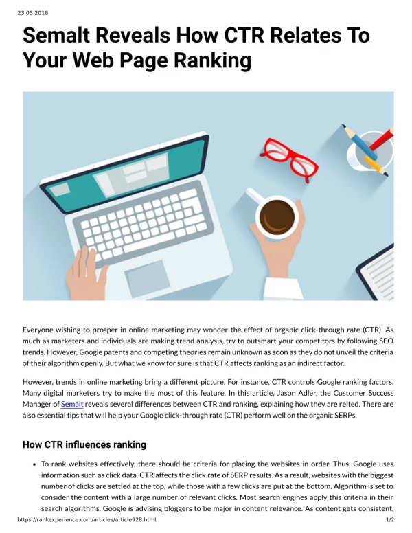 Semalt Reveals How CTR Relates To Your Web Page Ranking