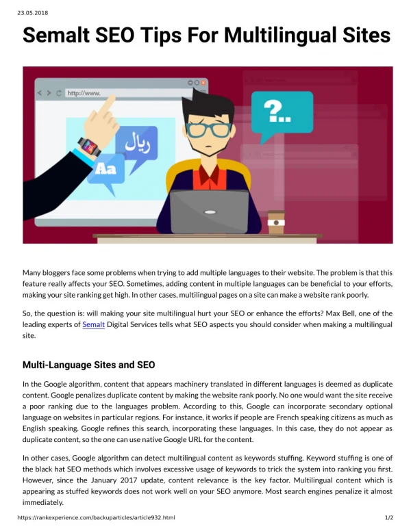 Semalt SEO Tips For Multilingual Sites