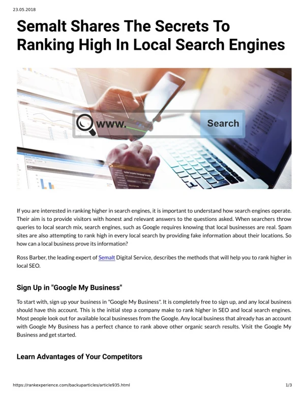 Semalt Shares The Secrets To Ranking High In Local Search Engines
