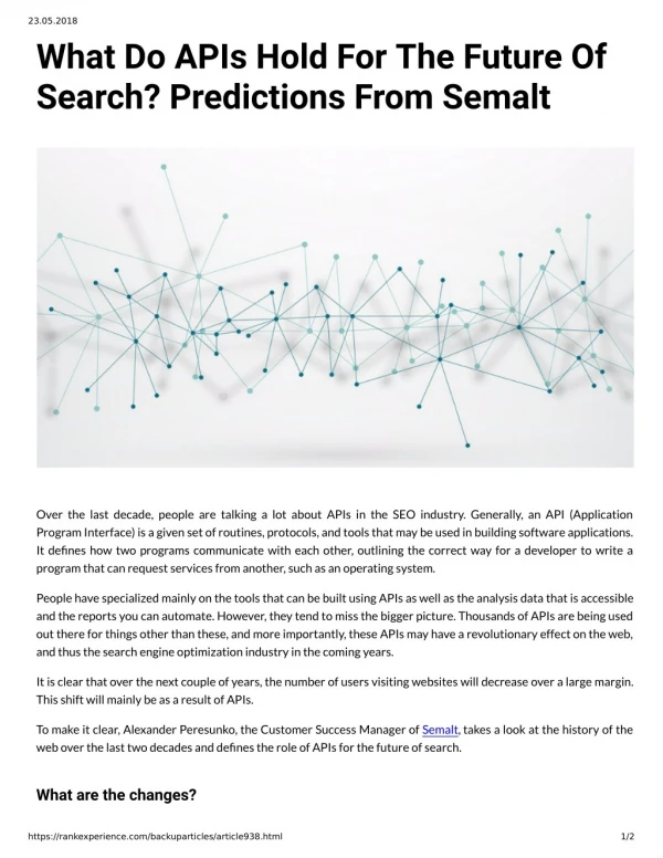 What Do APIs Hold For The Future Of Search Predictions From Semalt