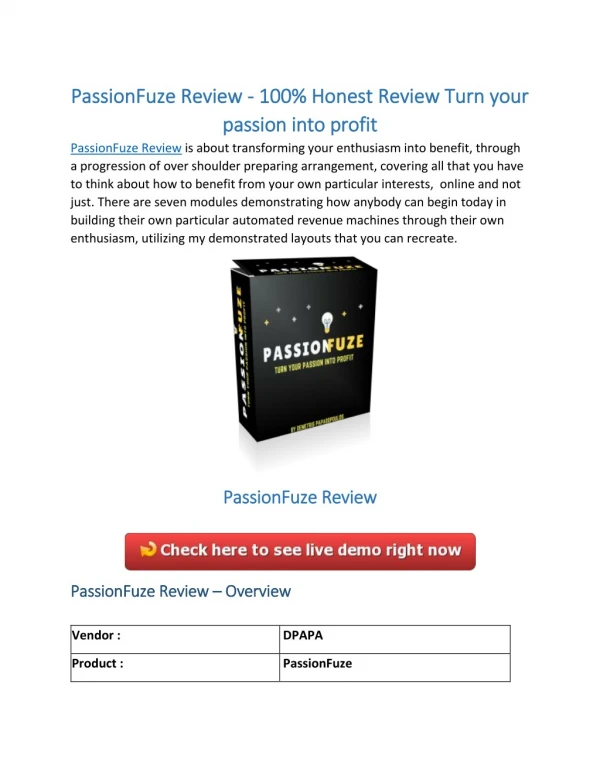 PassionFuze Review: How you can make money from your passions