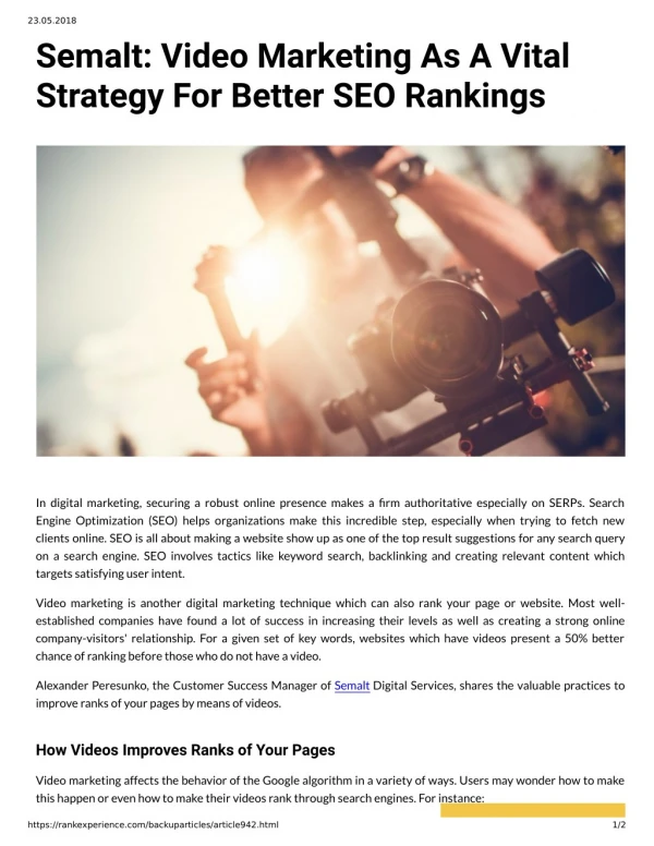 Semalt: Video Marketing As A Vital Strategy For Better SEO Rankings