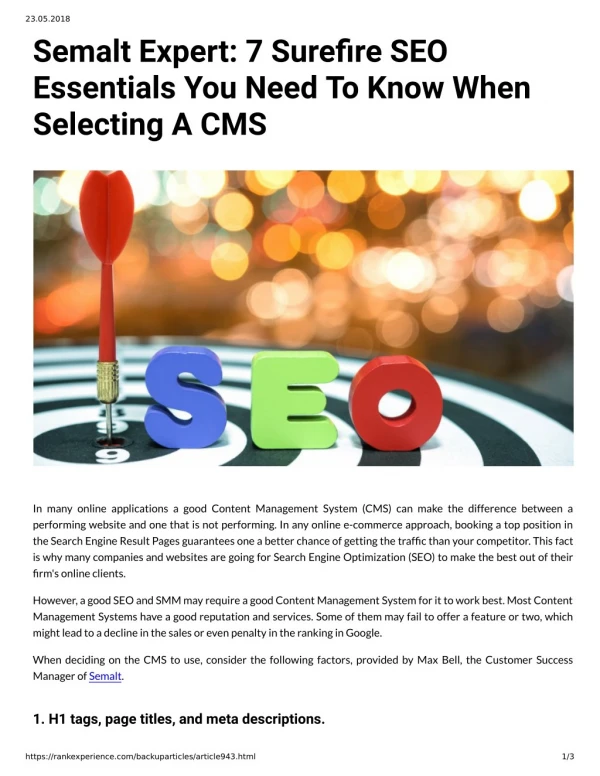 23 05 2018 semalt expert 7 sure re seo essentials