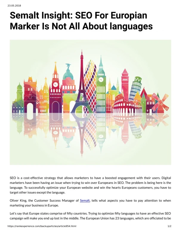 Semalt Insight: SEO For Europian Marker Is Not All About languages